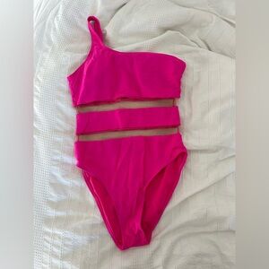 Hot Pink One-Shoulder Swimsuit